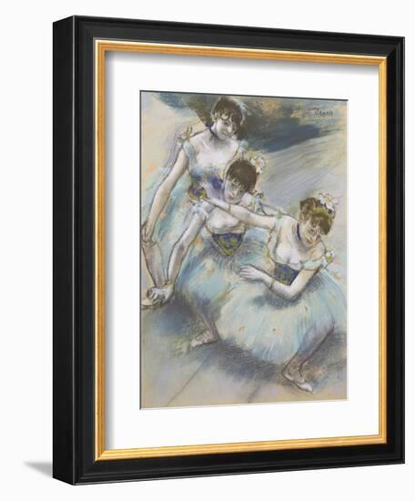 Three Dancers in a Diagonal Line on the Stage, C.1882-Edgar Degas-Framed Giclee Print