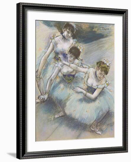 Three Dancers in a Diagonal Line on the Stage, C.1882-Edgar Degas-Framed Giclee Print