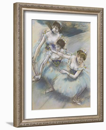 Three Dancers in a Diagonal Line on the Stage, C.1882-Edgar Degas-Framed Giclee Print