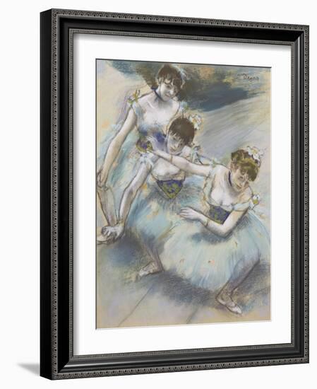 Three Dancers in a Diagonal Line on the Stage, C.1882-Edgar Degas-Framed Giclee Print