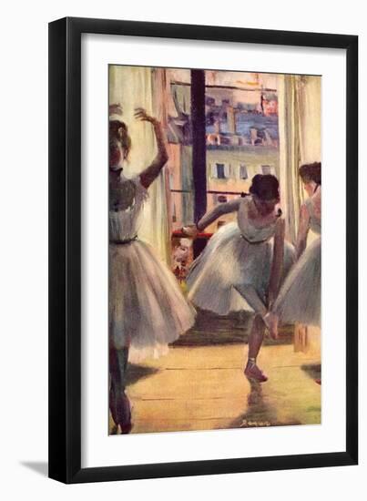 Three Dancers in a Practice Room-Edgar Degas-Framed Art Print