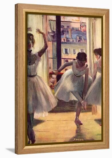 Three Dancers in a Practice Room-Edgar Degas-Framed Stretched Canvas