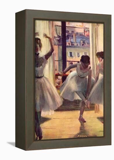 Three Dancers in a Practice Room-Edgar Degas-Framed Stretched Canvas