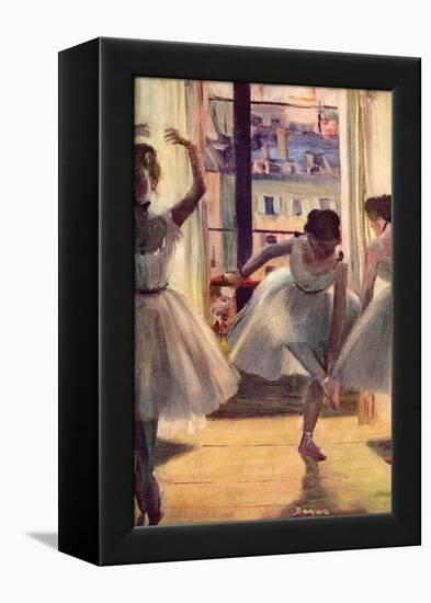 Three Dancers in a Practice Room-Edgar Degas-Framed Stretched Canvas