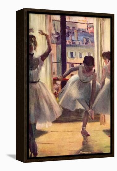 Three Dancers in a Practice Room-Edgar Degas-Framed Stretched Canvas