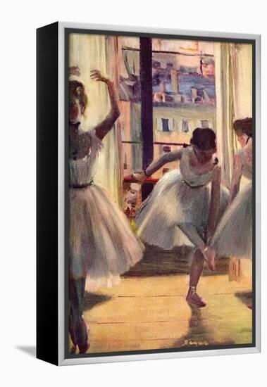 Three Dancers in a Practice Room-Edgar Degas-Framed Stretched Canvas