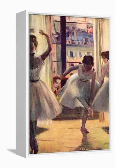 Three Dancers in a Practice Room-Edgar Degas-Framed Stretched Canvas