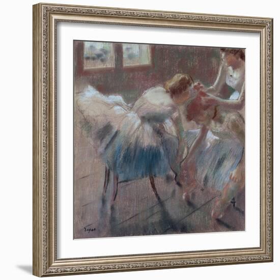 Three Dancers Preparing for Class, c.1880-Edgar Degas-Framed Giclee Print