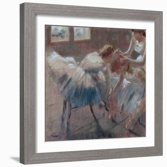 Three Dancers Preparing for Class, c.1880-Edgar Degas-Framed Giclee Print