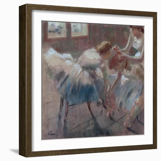 Three Dancers Preparing for Class, c.1880-Edgar Degas-Framed Giclee Print