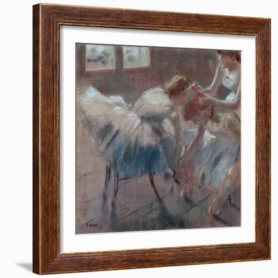 Three Dancers Preparing for Class, c.1880-Edgar Degas-Framed Giclee Print