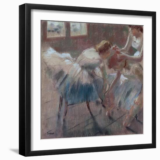 Three Dancers Preparing for Class, c.1880-Edgar Degas-Framed Giclee Print