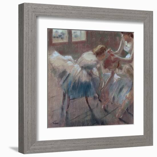 Three Dancers Preparing for Class-Edgar Degas-Framed Art Print