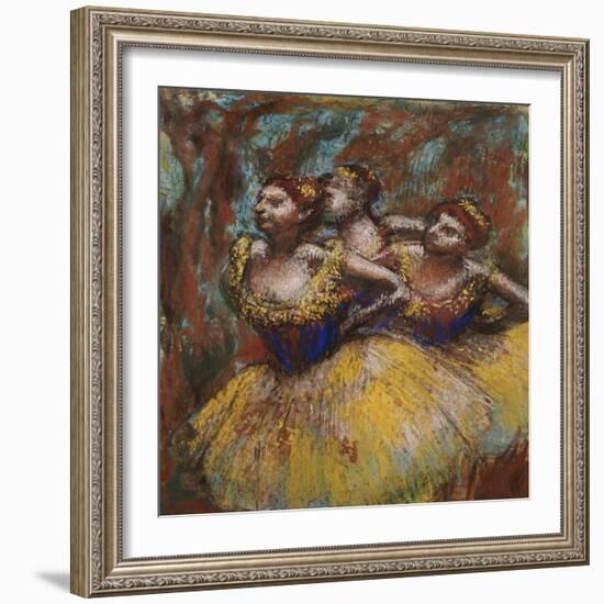 Three Dancers (Yellow Skirts, Blue Blouses)-Edgar Degas-Framed Giclee Print