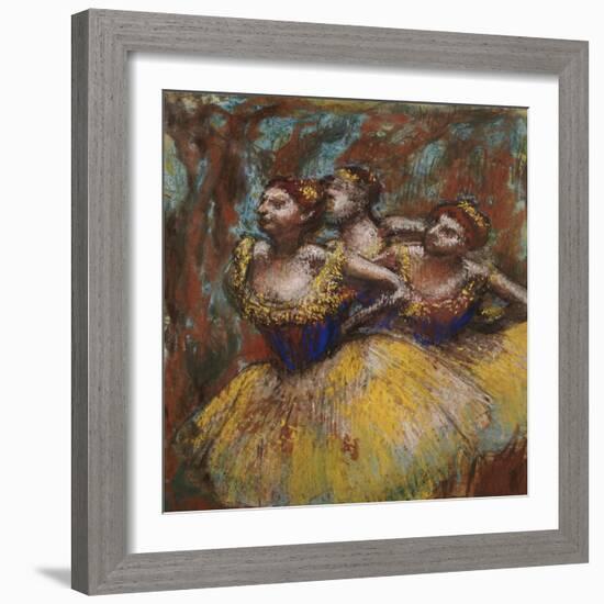 Three Dancers (Yellow Skirts, Blue Blouses)-Edgar Degas-Framed Giclee Print