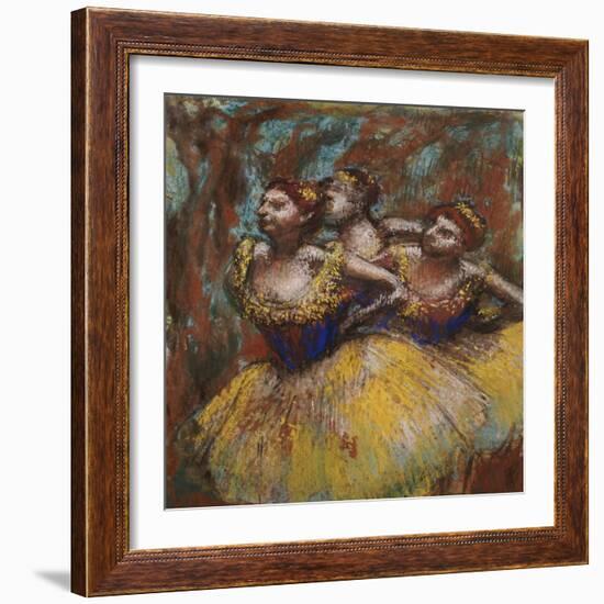 Three Dancers (Yellow Skirts, Blue Blouses)-Edgar Degas-Framed Giclee Print