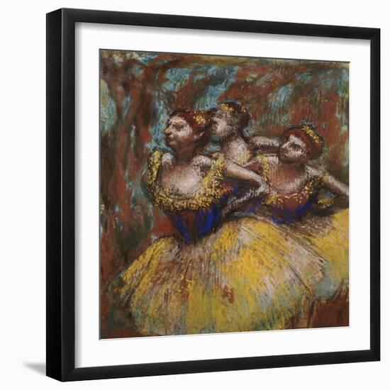 Three Dancers (Yellow Skirts, Blue Blouses)-Edgar Degas-Framed Giclee Print