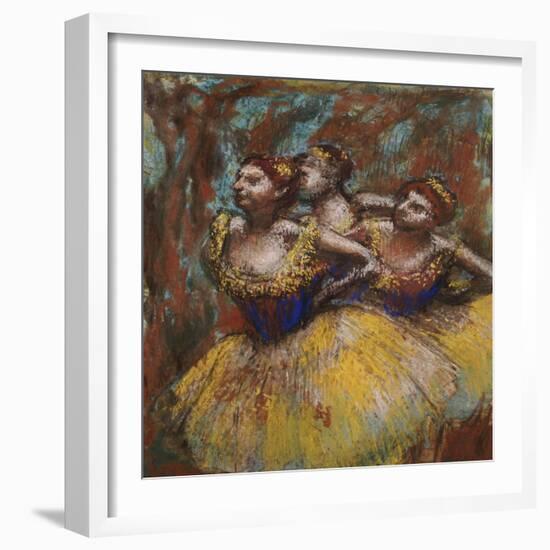 Three Dancers (Yellow Skirts, Blue Blouses)-Edgar Degas-Framed Giclee Print