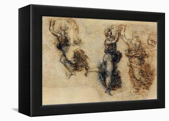 Three Dancing Figures and a Study of a Head-Leonardo da Vinci-Framed Premier Image Canvas
