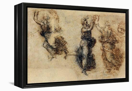 Three Dancing Figures and a Study of a Head-Leonardo da Vinci-Framed Premier Image Canvas