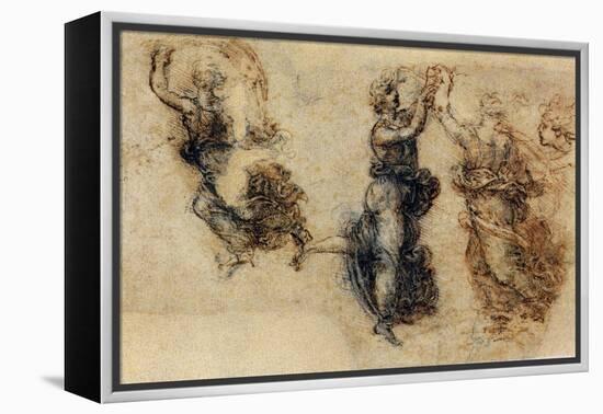 Three Dancing Figures and a Study of a Head-Leonardo da Vinci-Framed Premier Image Canvas