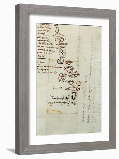 Three Different Lists of Foods Described with Ideograms, 1518-Michelangelo Buonarroti-Framed Giclee Print