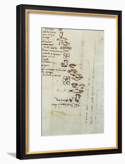 Three Different Lists of Foods Described with Ideograms, 1518-Michelangelo Buonarroti-Framed Giclee Print