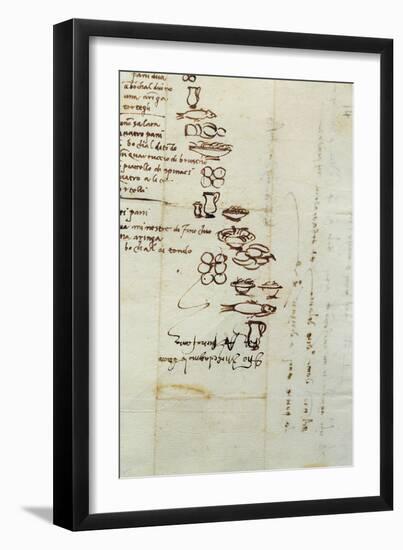 Three Different Lists of Foods Described with Ideograms, 1518-Michelangelo Buonarroti-Framed Giclee Print