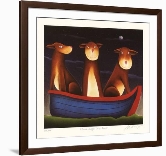 Three Dogs in a Boat-Mackenzie Thorpe-Framed Limited Edition