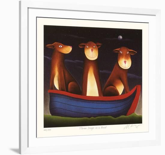 Three Dogs in a Boat-Mackenzie Thorpe-Framed Limited Edition