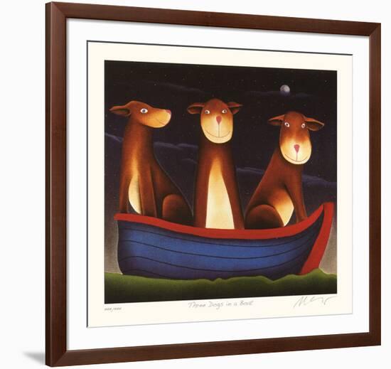 Three Dogs in a Boat-Mackenzie Thorpe-Framed Limited Edition