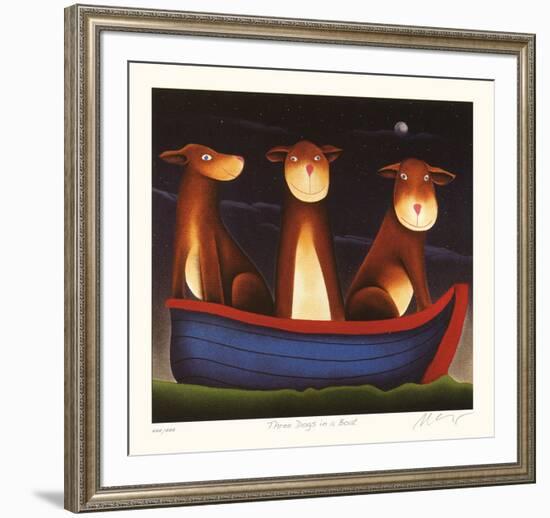 Three Dogs in a Boat-Mackenzie Thorpe-Framed Limited Edition