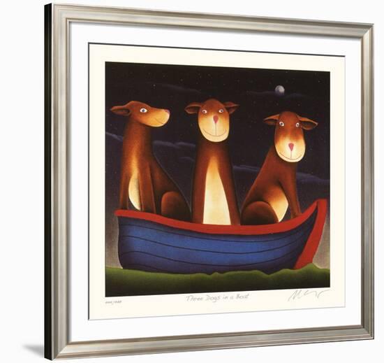 Three Dogs in a Boat-Mackenzie Thorpe-Framed Limited Edition