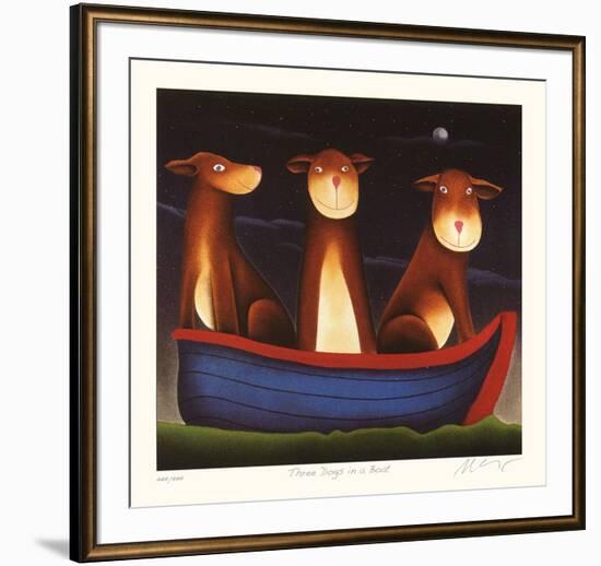 Three Dogs in a Boat-Mackenzie Thorpe-Framed Limited Edition