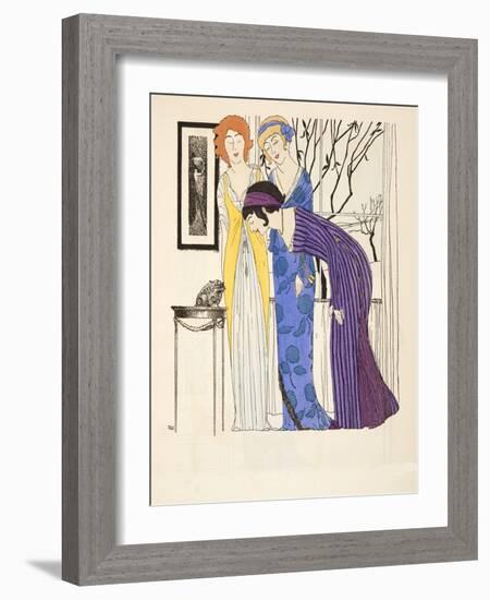 Three Empire Line Dresses from 'Les Robes De Paul Poiret' Pub. 1908 (Pochoir Print)-Paul Iribe-Framed Giclee Print