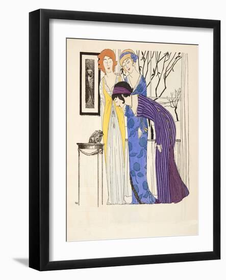 Three Empire Line Dresses from 'Les Robes De Paul Poiret' Pub. 1908 (Pochoir Print)-Paul Iribe-Framed Giclee Print