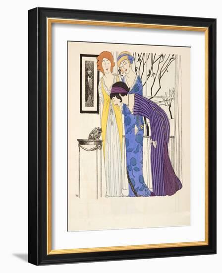 Three Empire Line Dresses from 'Les Robes De Paul Poiret' Pub. 1908 (Pochoir Print)-Paul Iribe-Framed Giclee Print