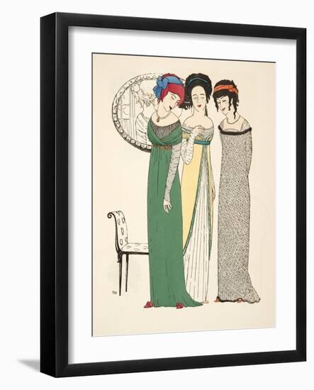 Three Evening Dresses from 'Les Robes De Paul Poiret' Pub. 1908 (Pochoir Print)-Paul Iribe-Framed Giclee Print