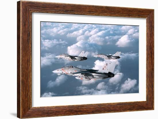 Three F-14 Tomcats Fighters Enforcing the No-Fly-Zone over Southern Iraq, 1998-null-Framed Photo