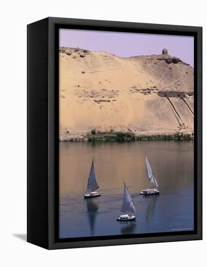 Three Feluccas on the River Nile, Aswan, Nubia, Egypt, North Africa, Africa-Sylvain Grandadam-Framed Premier Image Canvas