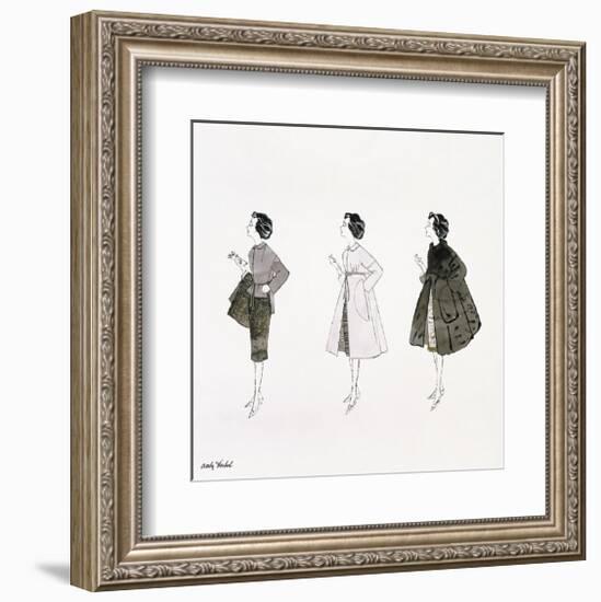 Three Female Fashion Figures, c. 1959-Andy Warhol-Framed Giclee Print