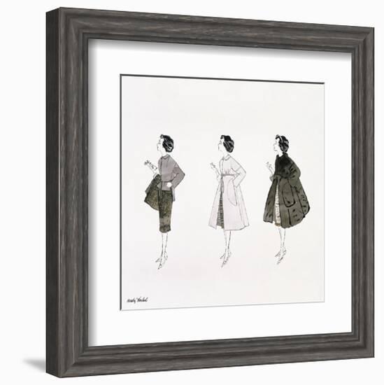 Three Female Fashion Figures, c. 1959-Andy Warhol-Framed Giclee Print