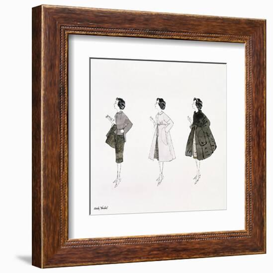 Three Female Fashion Figures, c. 1959-Andy Warhol-Framed Giclee Print