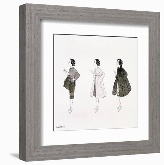 Three Female Fashion Figures, c. 1959-Andy Warhol-Framed Giclee Print