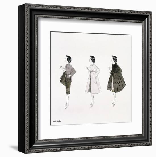 Three Female Fashion Figures, c. 1959-Andy Warhol-Framed Giclee Print