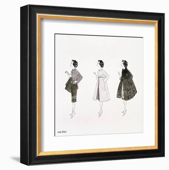 Three Female Fashion Figures, c. 1959-Andy Warhol-Framed Giclee Print