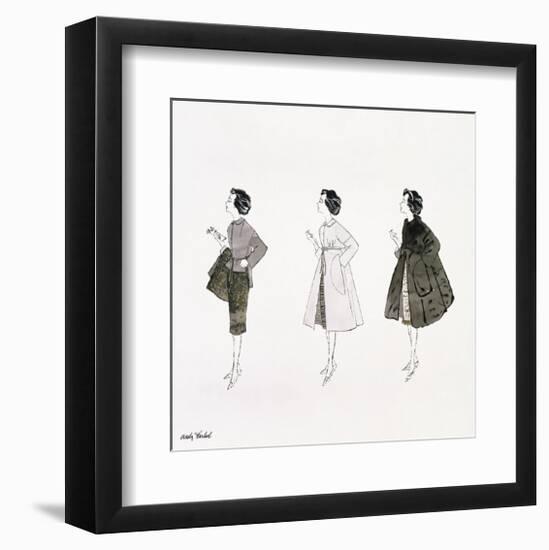 Three Female Fashion Figures, c. 1959-Andy Warhol-Framed Giclee Print