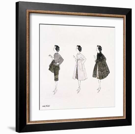Three Female Fashion Figures, c. 1959-Andy Warhol-Framed Giclee Print
