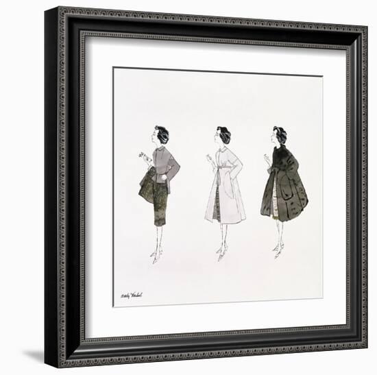 Three Female Fashion Figures, c. 1959-Andy Warhol-Framed Giclee Print