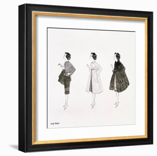 Three Female Fashion Figures, c. 1959-Andy Warhol-Framed Giclee Print